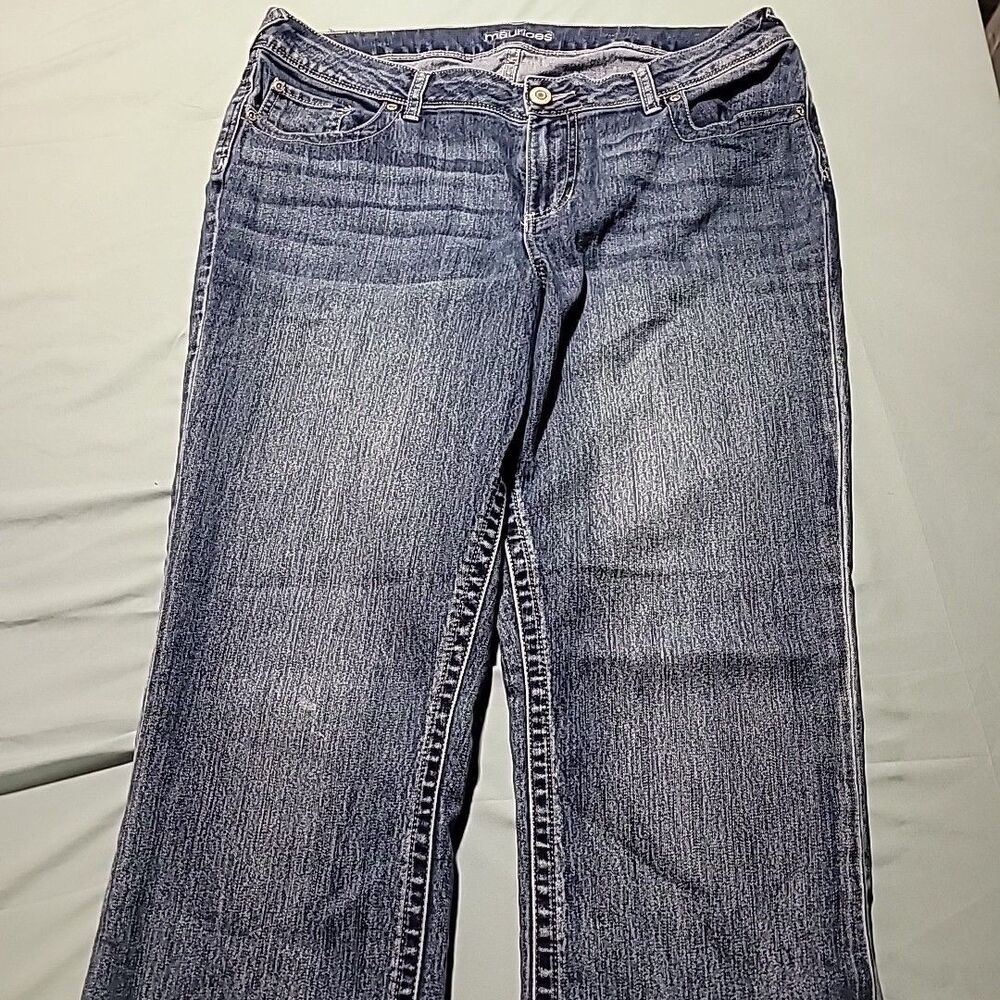 Maurices Womens Denim Blue Jeans 16 Regular Distressed RN51783
